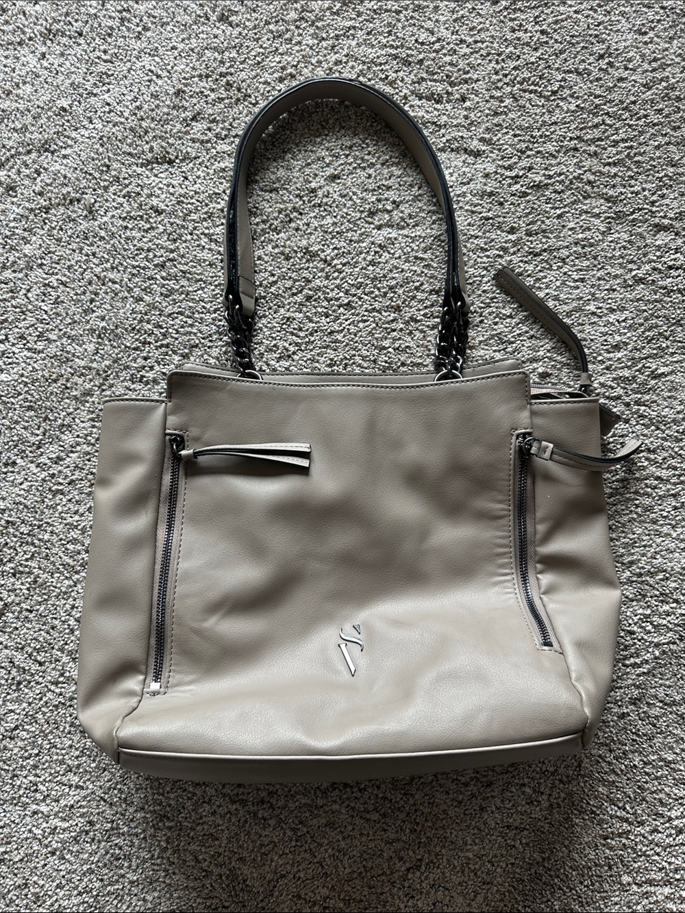 Simply Vera Vera Wang Taupe Imitation Leather Tote with Front Zips